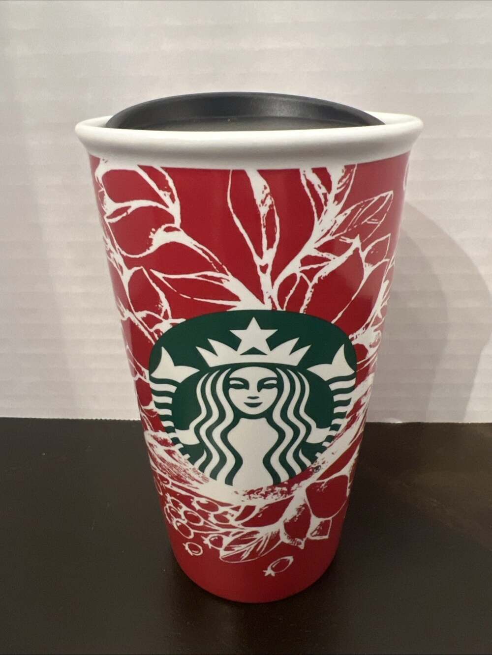 Starbuck Travel Mug Cup 2016 Coffee Ceramic Christmas Holiday Bird Holly NEW